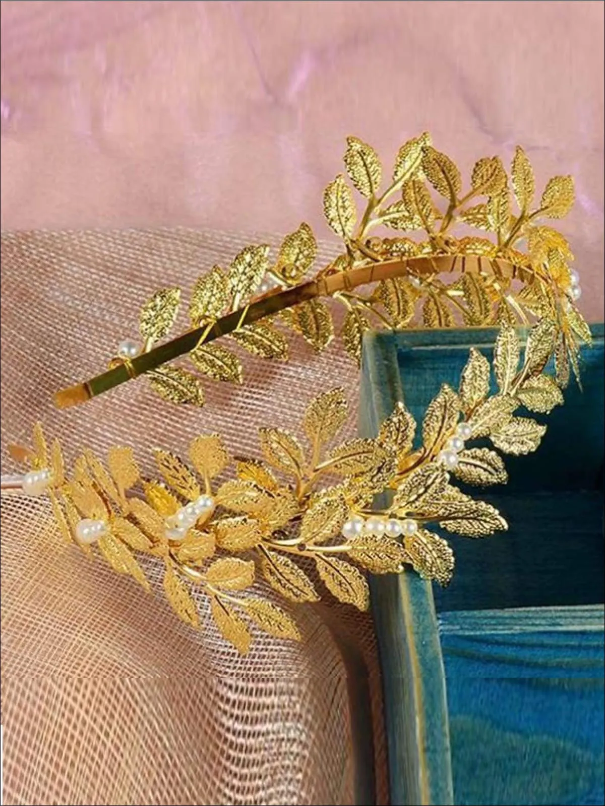Girls Pearl Leaf Greek Goddess Crown Headband