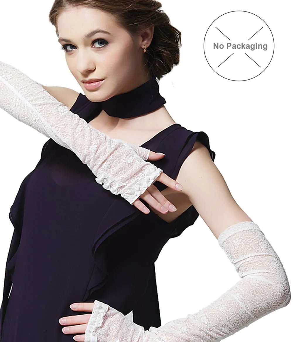 GL10-Women's Gloves Lace  Fingerless Elbow Length