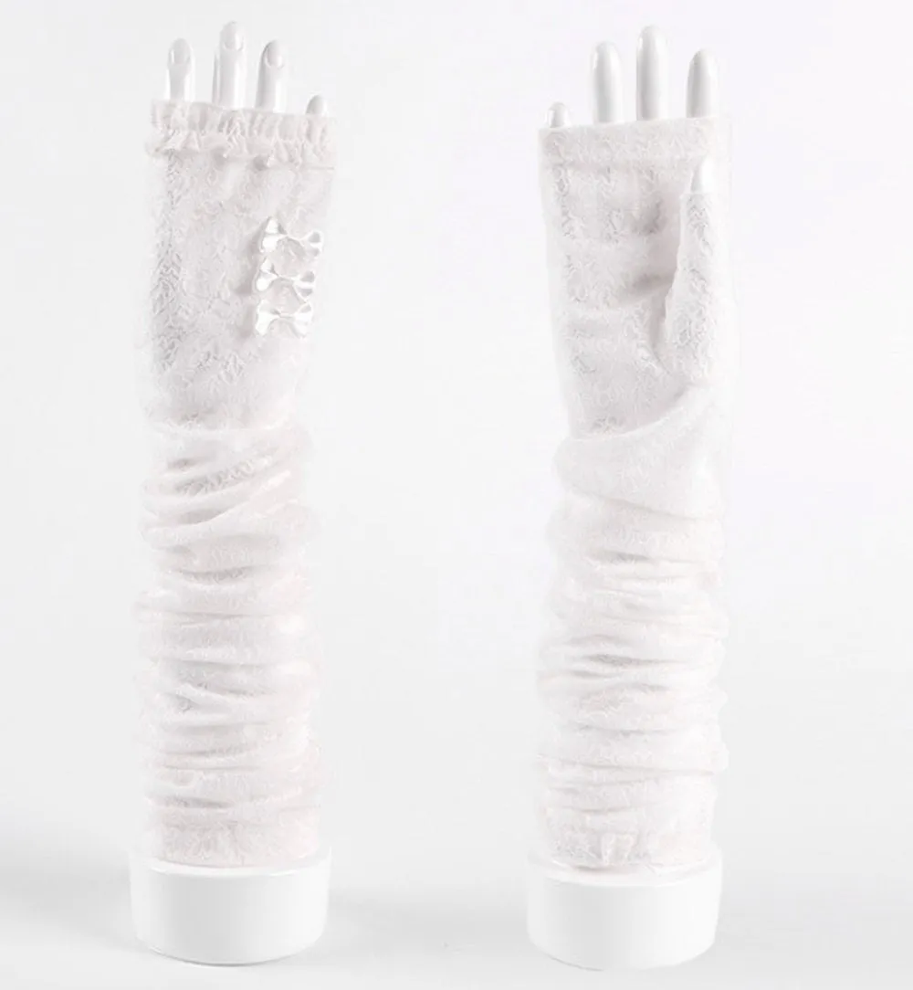 GL10-Women's Gloves Lace  Fingerless Elbow Length