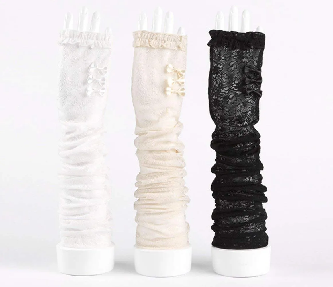 GL10-Women's Gloves Lace  Fingerless Elbow Length