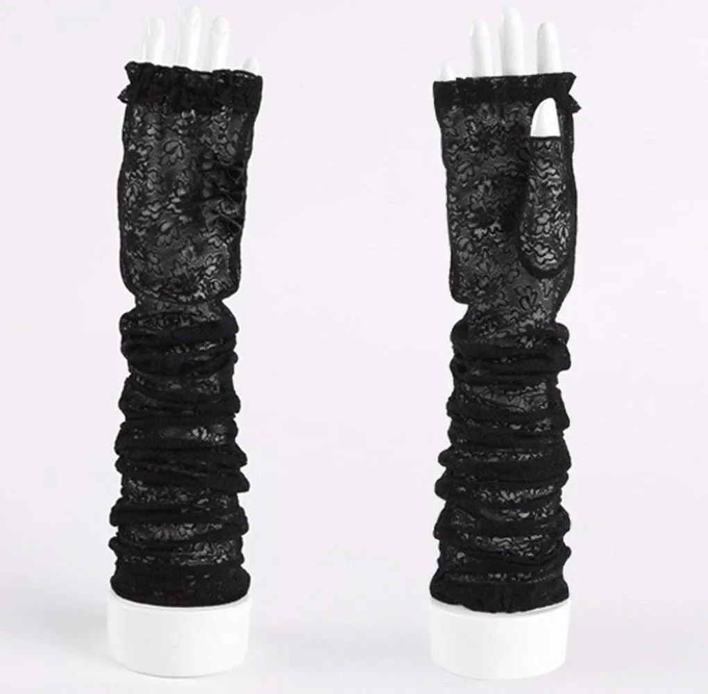 GL10-Women's Gloves Lace  Fingerless Elbow Length