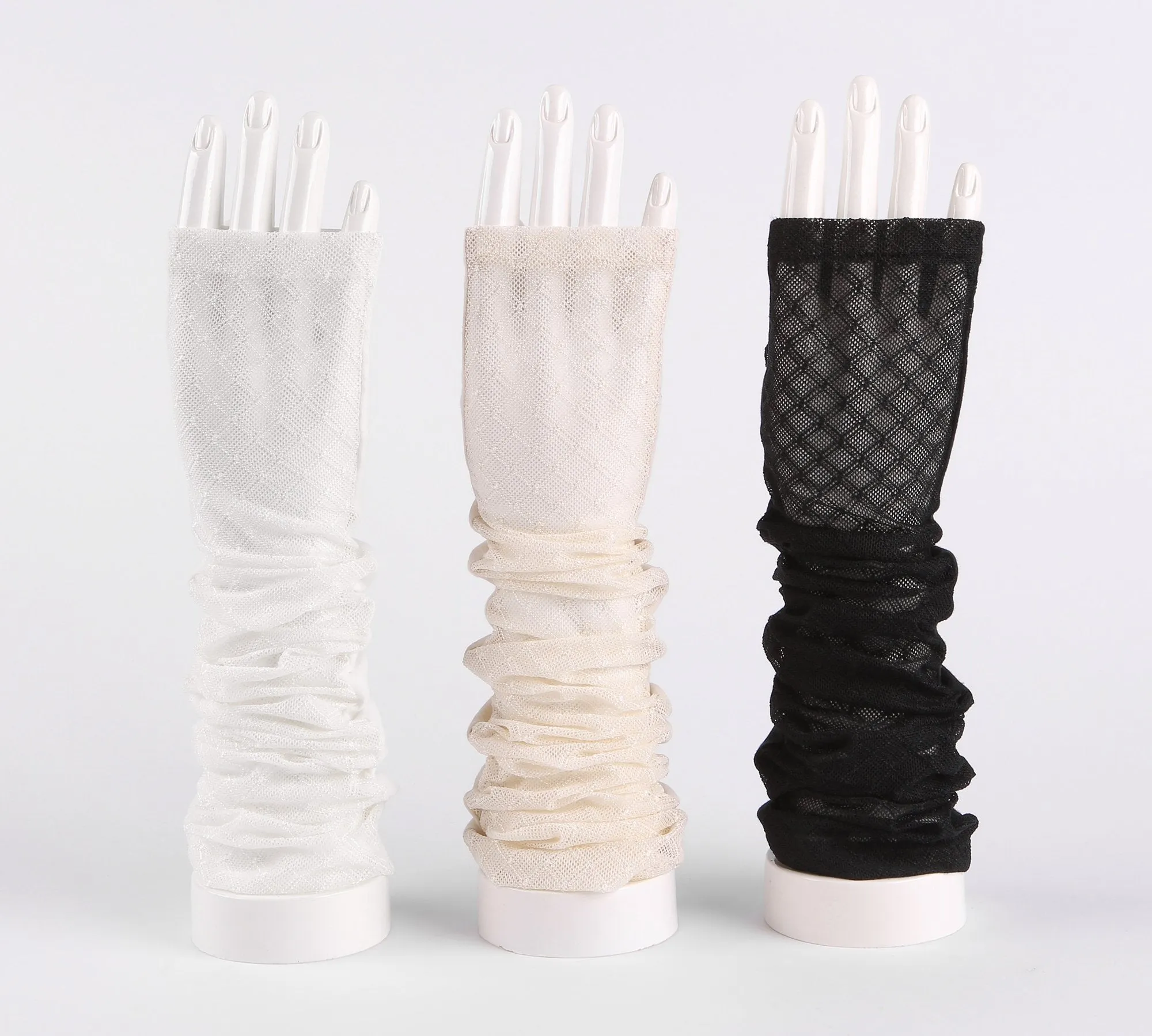 GL10-Womens Long Lace Floral Half Finger Arm Sleeves