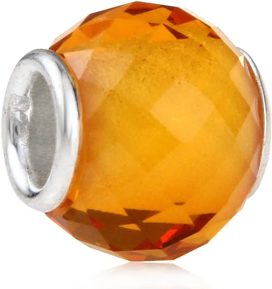 Glass Birthstone Charm with 925 Sterling Silver Core Birthday Charm Anniversary Charm for Pandora Charms Bracelelt
