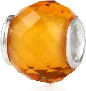 Glass Birthstone Charm with 925 Sterling Silver Core Birthday Charm Anniversary Charm for Pandora Charms Bracelelt
