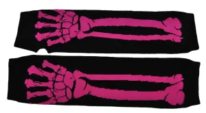 Glove Long Pink Bone Print  Costume Accessories