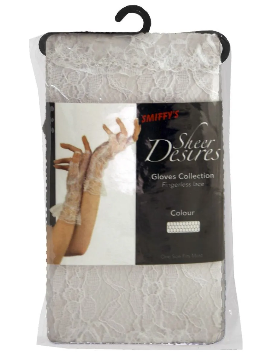Gloves, Fingerless, White