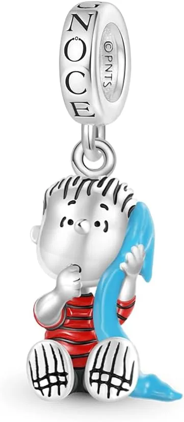 GNOCE Peanuts Linus Sitting with Blanket Pendant Dangle Charm Bracelet for Women, S925 Sterling Silver Dangle Charms for Women Wife, Valentine‘s Day, Mother’s Day Jewelry