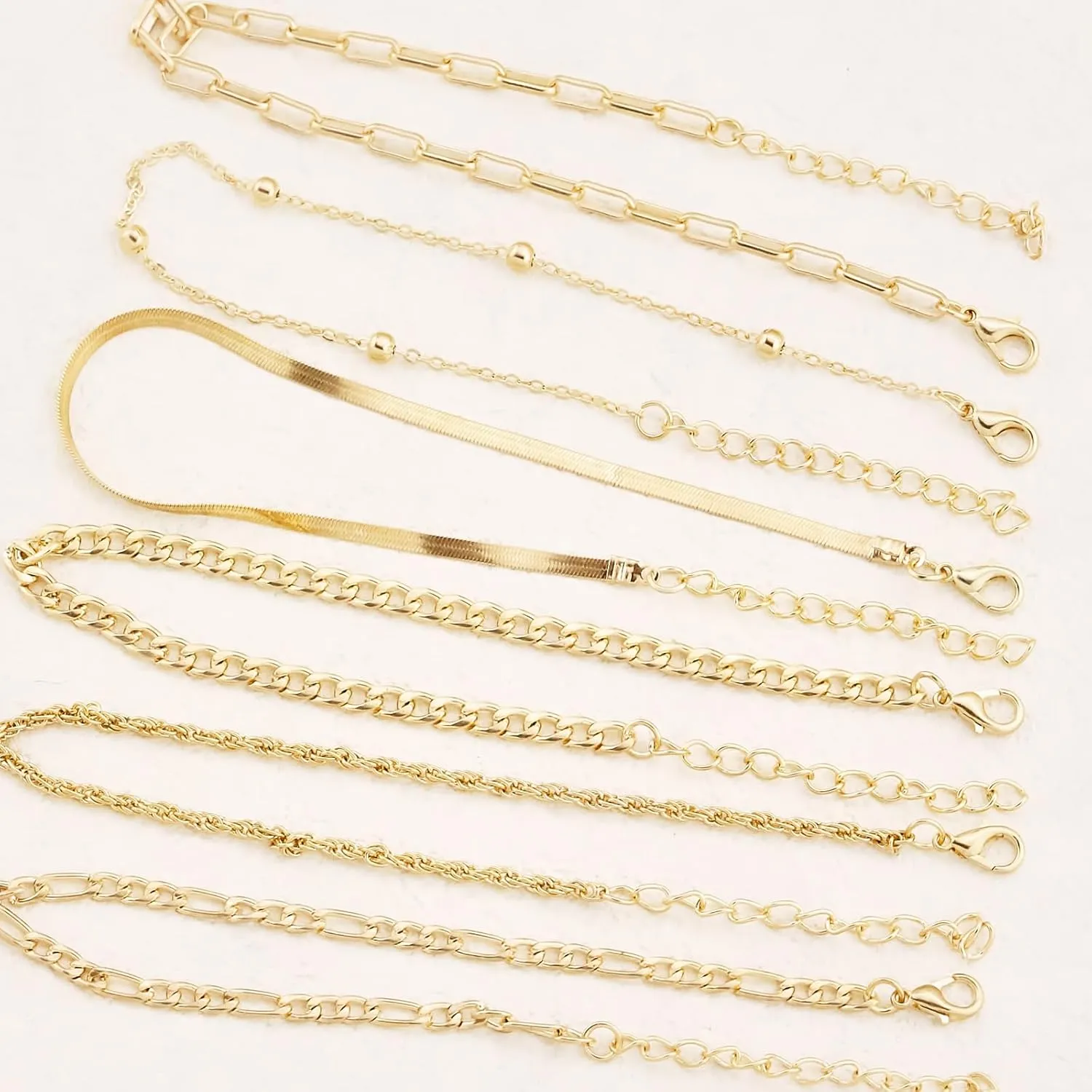 Gold Ankle Bracelets for Women Waterproof,14K Gold Anklets Layered Cuban Link Herringbone Paperclip Chain Anklet Bracelets Heart Infinity Butterfly Snake Anklet Summer Beach Jewelry