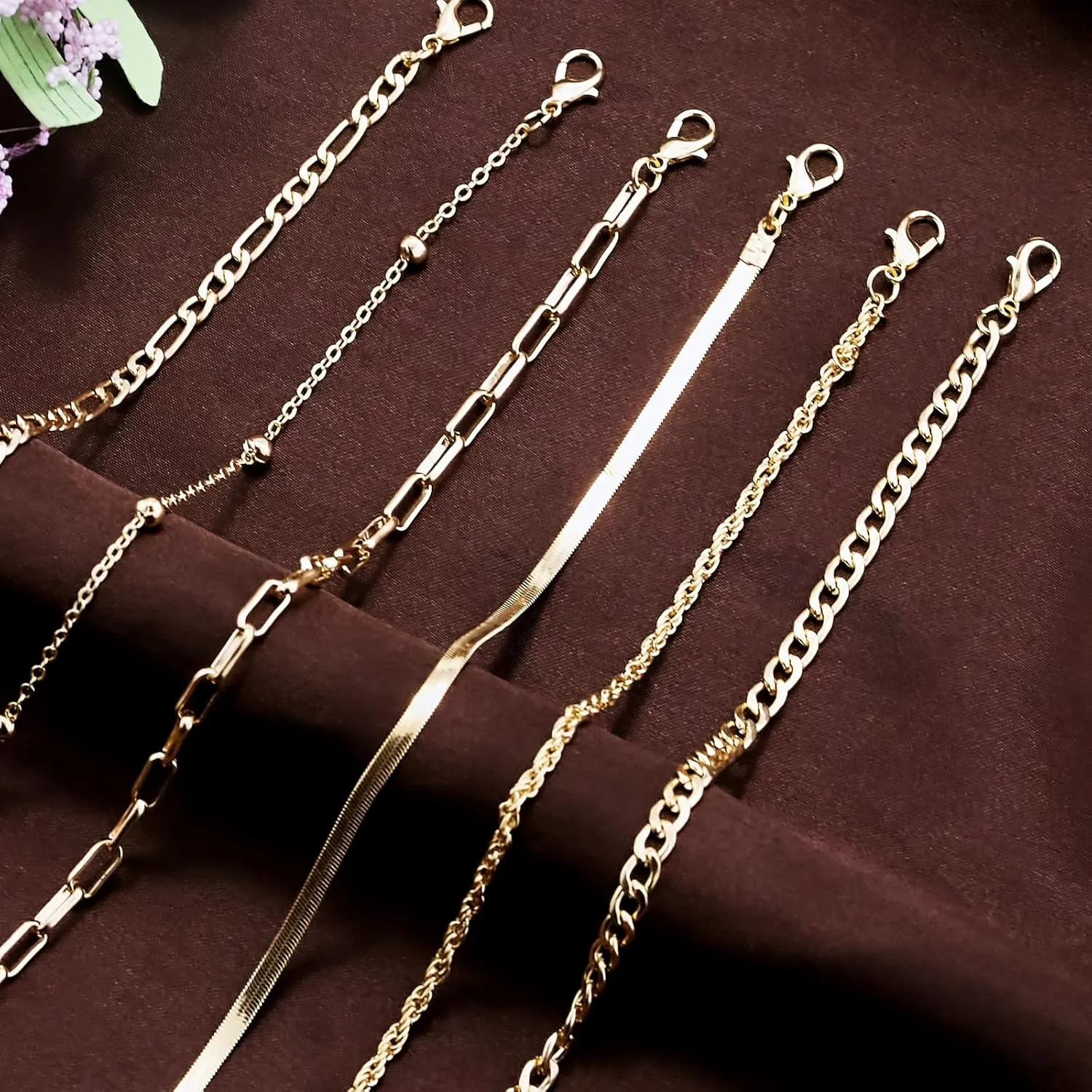 Gold Ankle Bracelets for Women Waterproof,14K Gold Anklets Layered Cuban Link Herringbone Paperclip Chain Anklet Bracelets Heart Infinity Butterfly Snake Anklet Summer Beach Jewelry