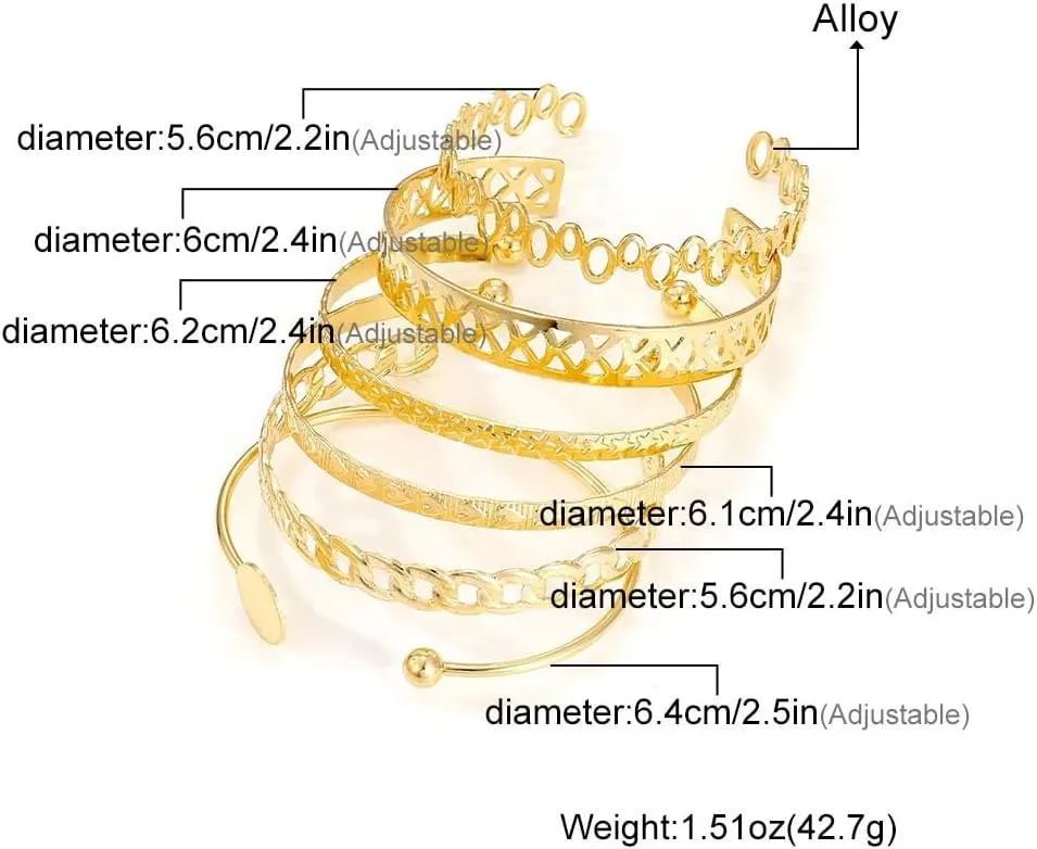 Gold Bracelets for Women Stackable Bangle Cuff Bracelets Chain Punk Bracelets Jewelry for Women Set