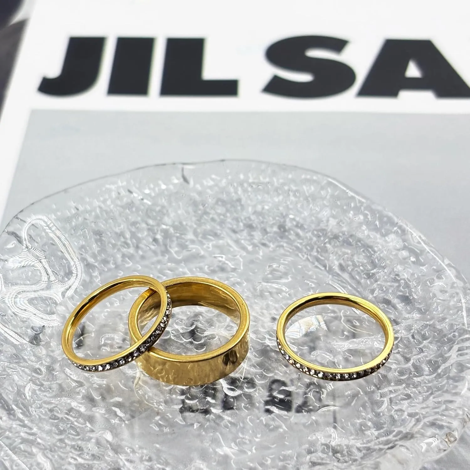 Gold Chunky Stackable Rings for Women Cubic Zirconia Stacking Rings 3 PCS Silver Diamond Minimalist Ring Fashion Jewelry Accessories