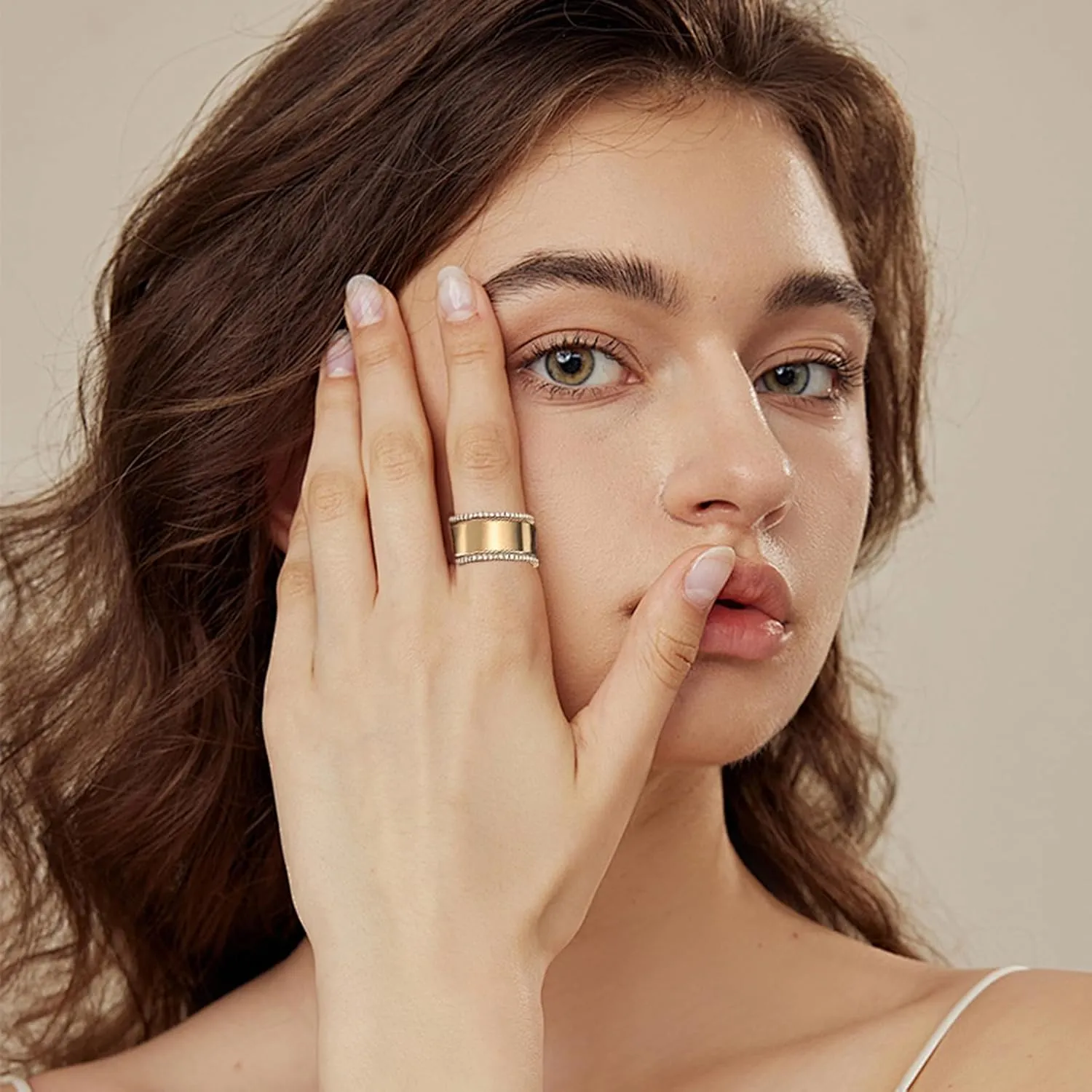 Gold Chunky Stackable Rings for Women Cubic Zirconia Stacking Rings 3 PCS Silver Diamond Minimalist Ring Fashion Jewelry Accessories
