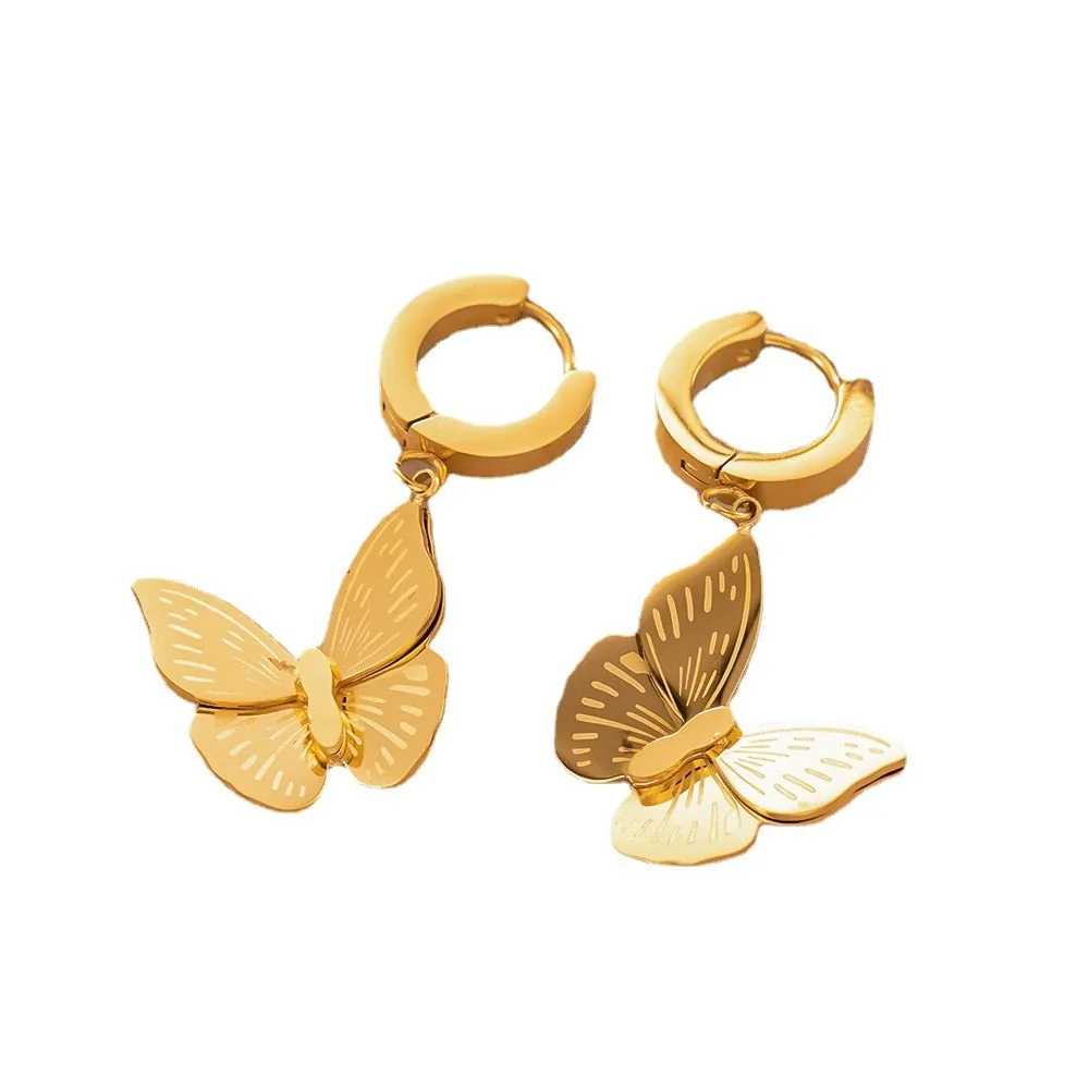 Gold Color Elegant Charm Butterfly Pendant Necklace EarringsFor Women