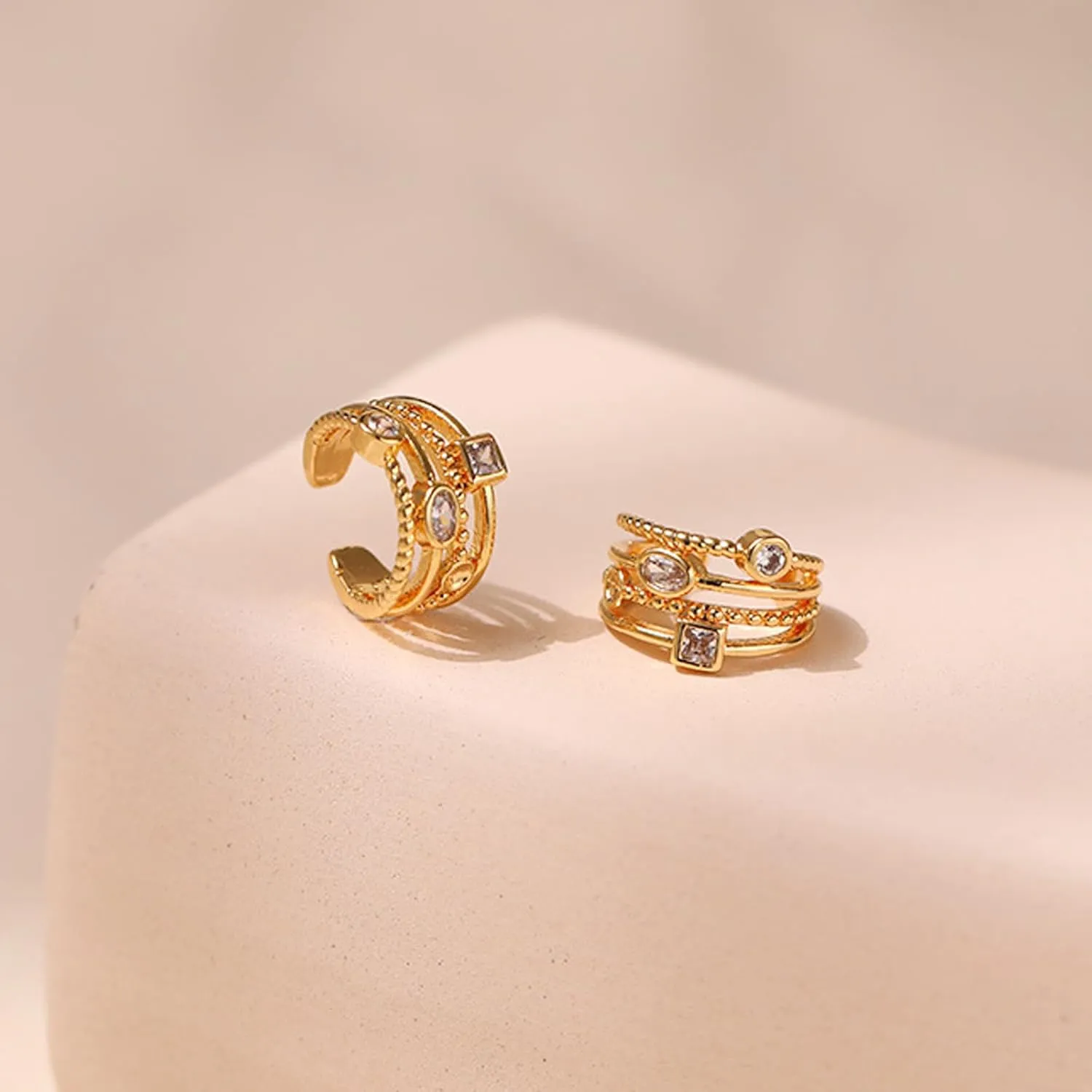 Gold Ear Cuff Earrings for Women Rhinestone Ear Cuffs Non Piercing Cartilage Clip on Earrings Minimalist Jewelry Gifts