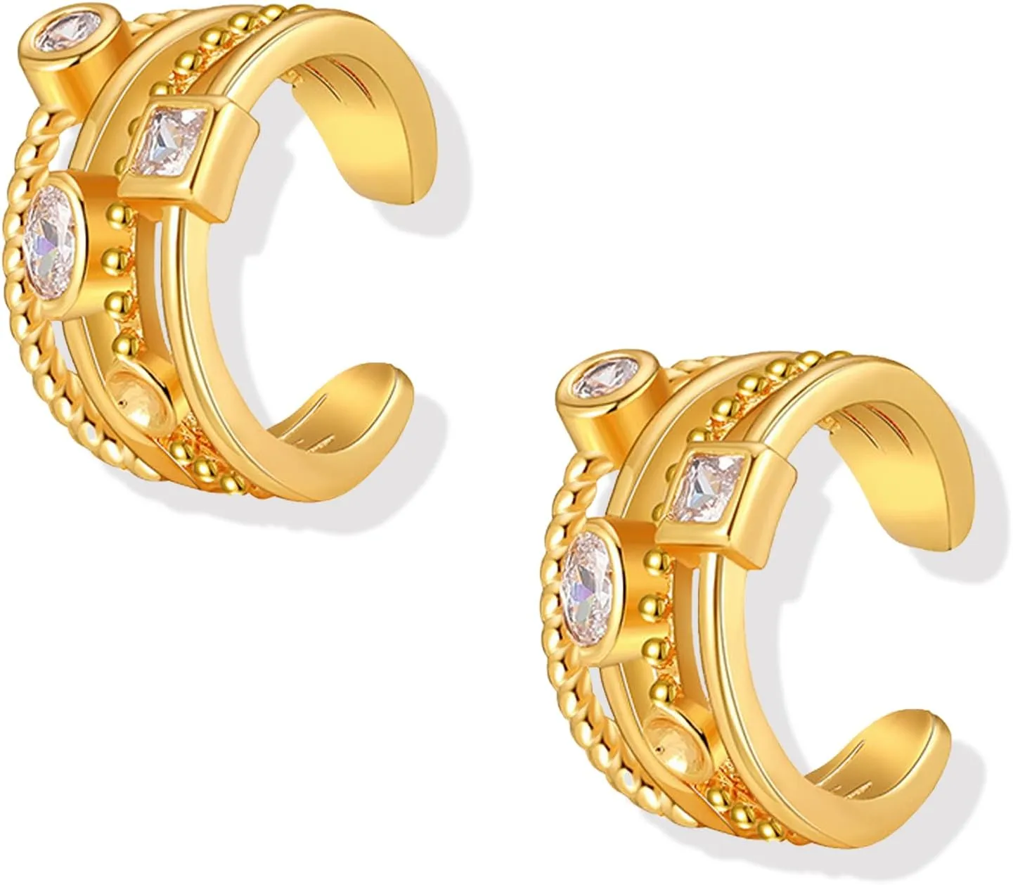 Gold Ear Cuff Earrings for Women Rhinestone Ear Cuffs Non Piercing Cartilage Clip on Earrings Minimalist Jewelry Gifts