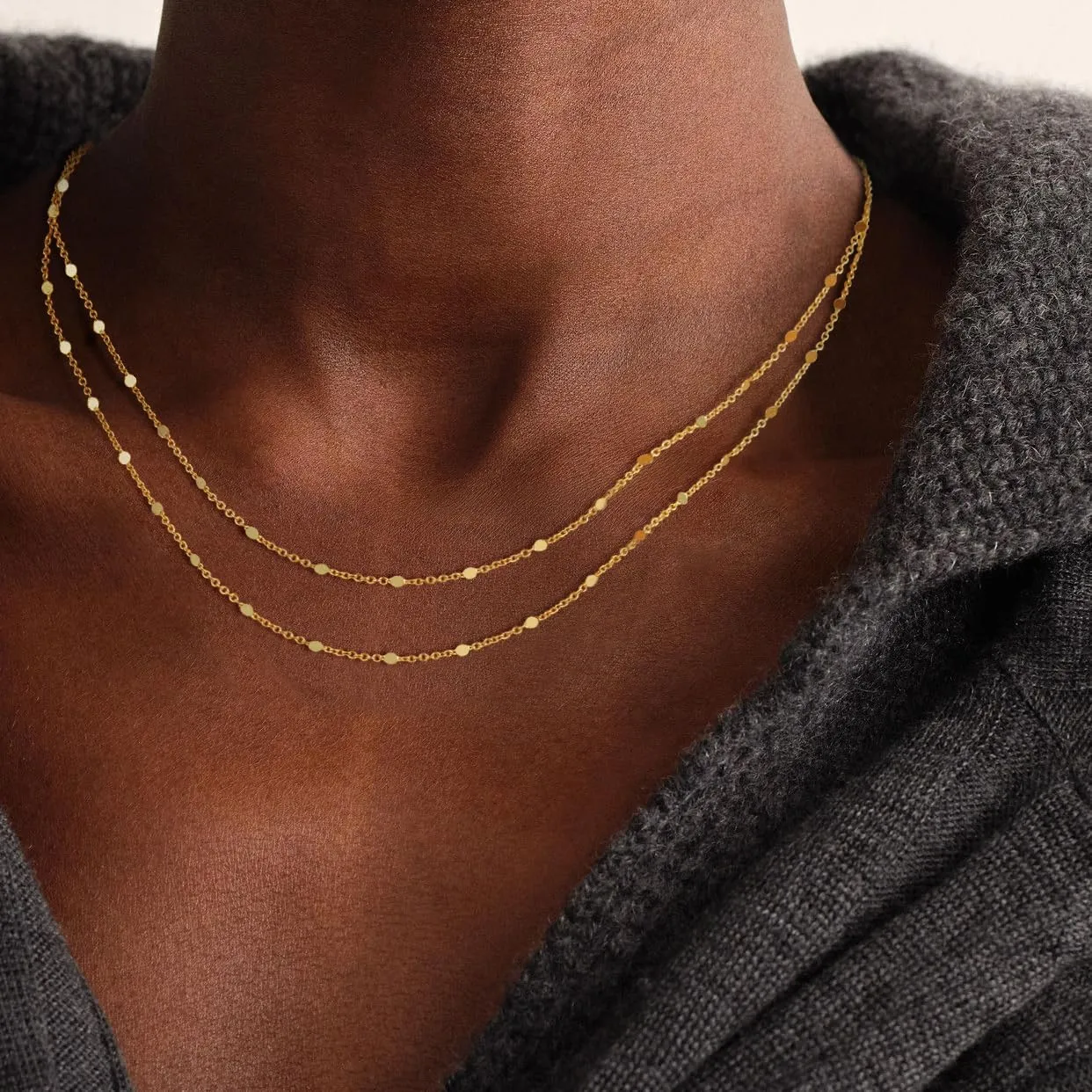 Gold Layered Necklace for Women,Dainty 14K Gold Plated Trendy Pendant Necklace Gold Jewelry for Women
