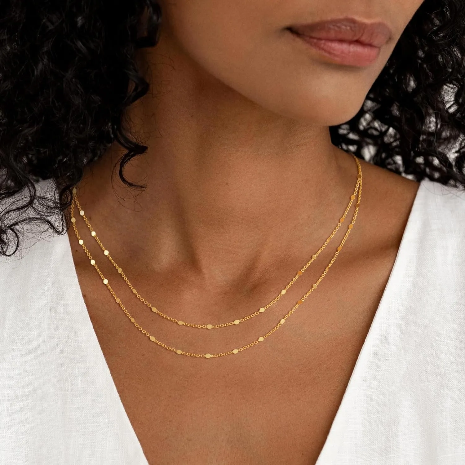 Gold Layered Necklace for Women,Dainty 14K Gold Plated Trendy Pendant Necklace Gold Jewelry for Women