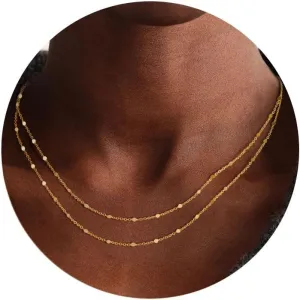 Gold Layered Necklace for Women,Dainty 14K Gold Plated Trendy Pendant Necklace Gold Jewelry for Women