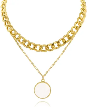 Gold Layered Necklaces for Women Dainty Puffy Heart Necklace Gold Stackable Cross Layered Necklaces Chunky Chain Choker Necklaces Fashion Jewelry