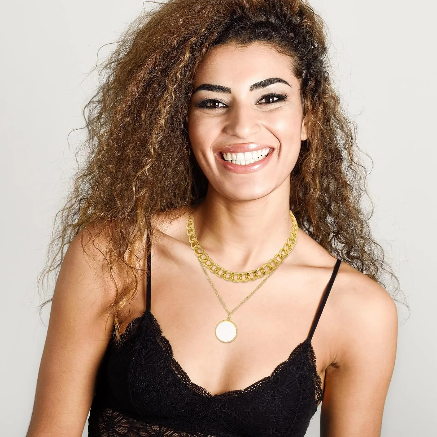 Gold Layered Necklaces for Women Dainty Puffy Heart Necklace Gold Stackable Cross Layered Necklaces Chunky Chain Choker Necklaces Fashion Jewelry