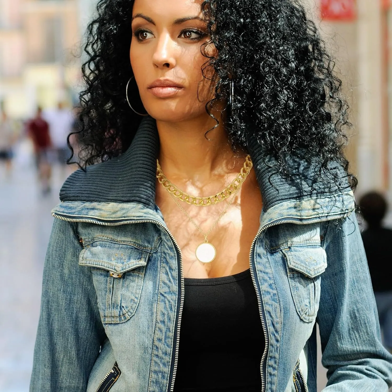 Gold Layered Necklaces for Women Dainty Puffy Heart Necklace Gold Stackable Cross Layered Necklaces Chunky Chain Choker Necklaces Fashion Jewelry