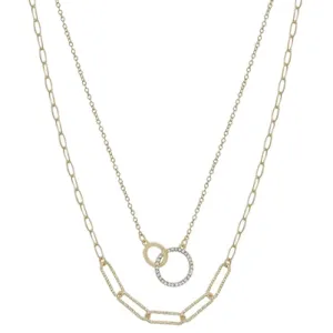 Gold Linked Layered Pendant Necklace