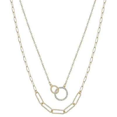 Gold Linked Layered Pendant Necklace