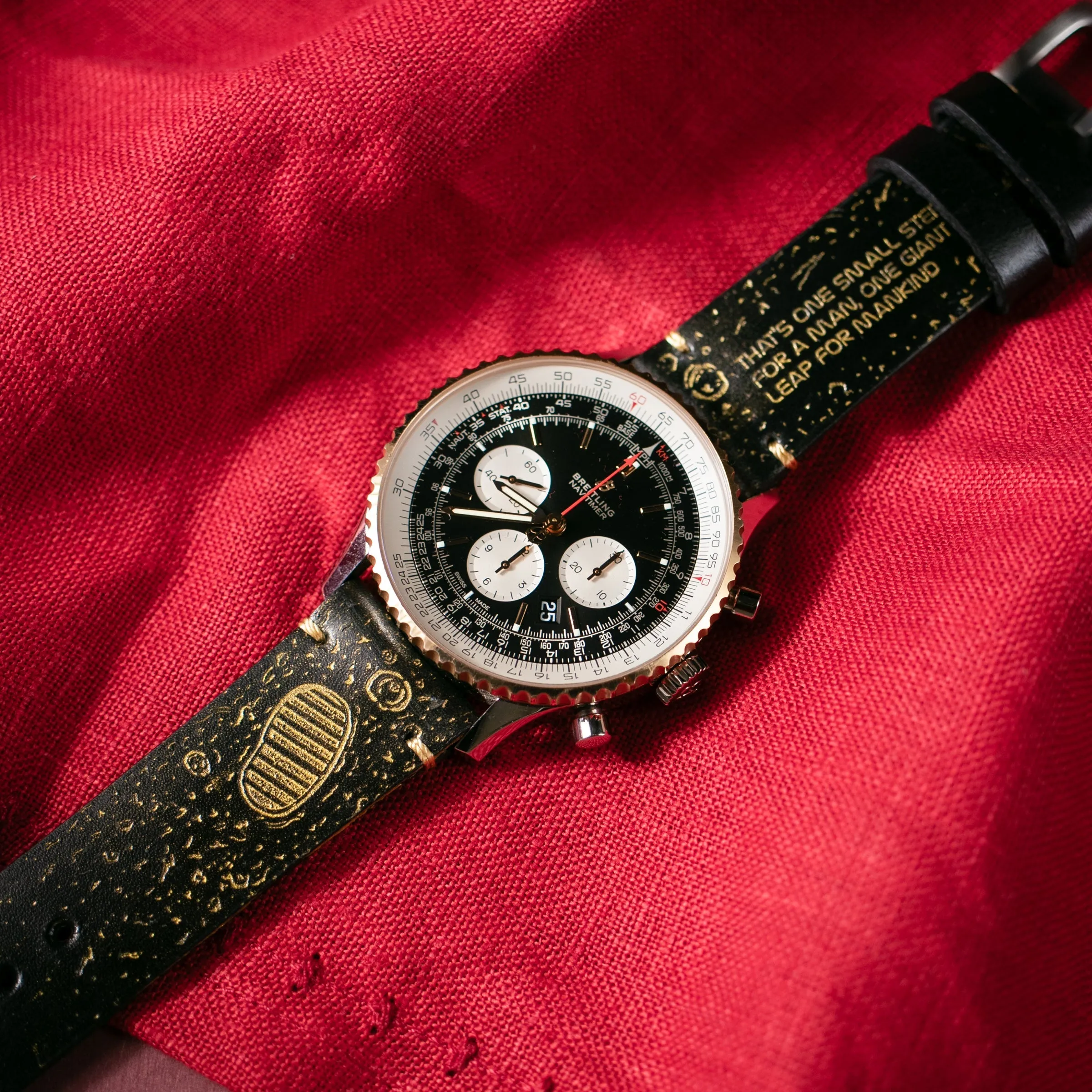 Gold Moon - Leather Watch Strap - Black