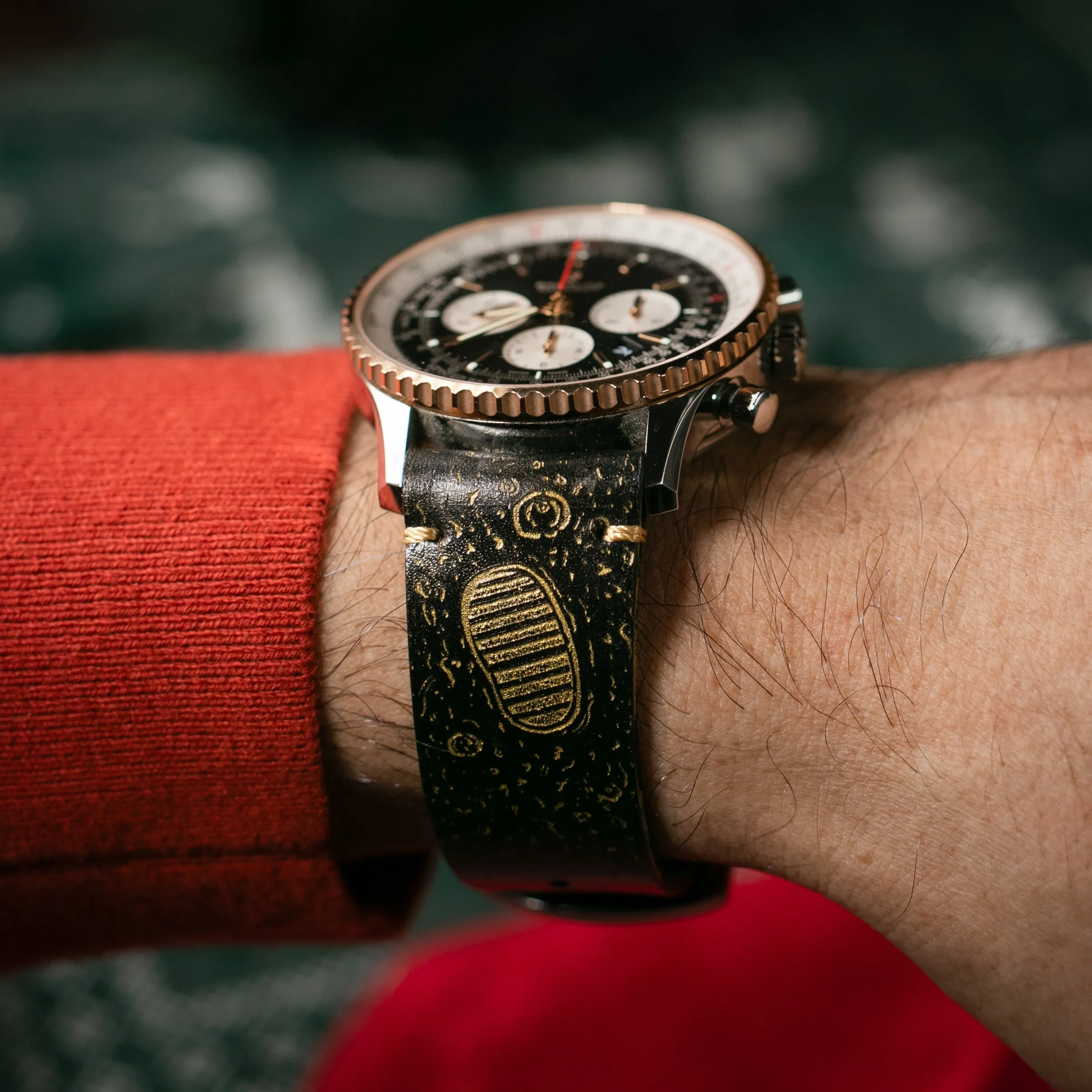 Gold Moon - Leather Watch Strap - Black