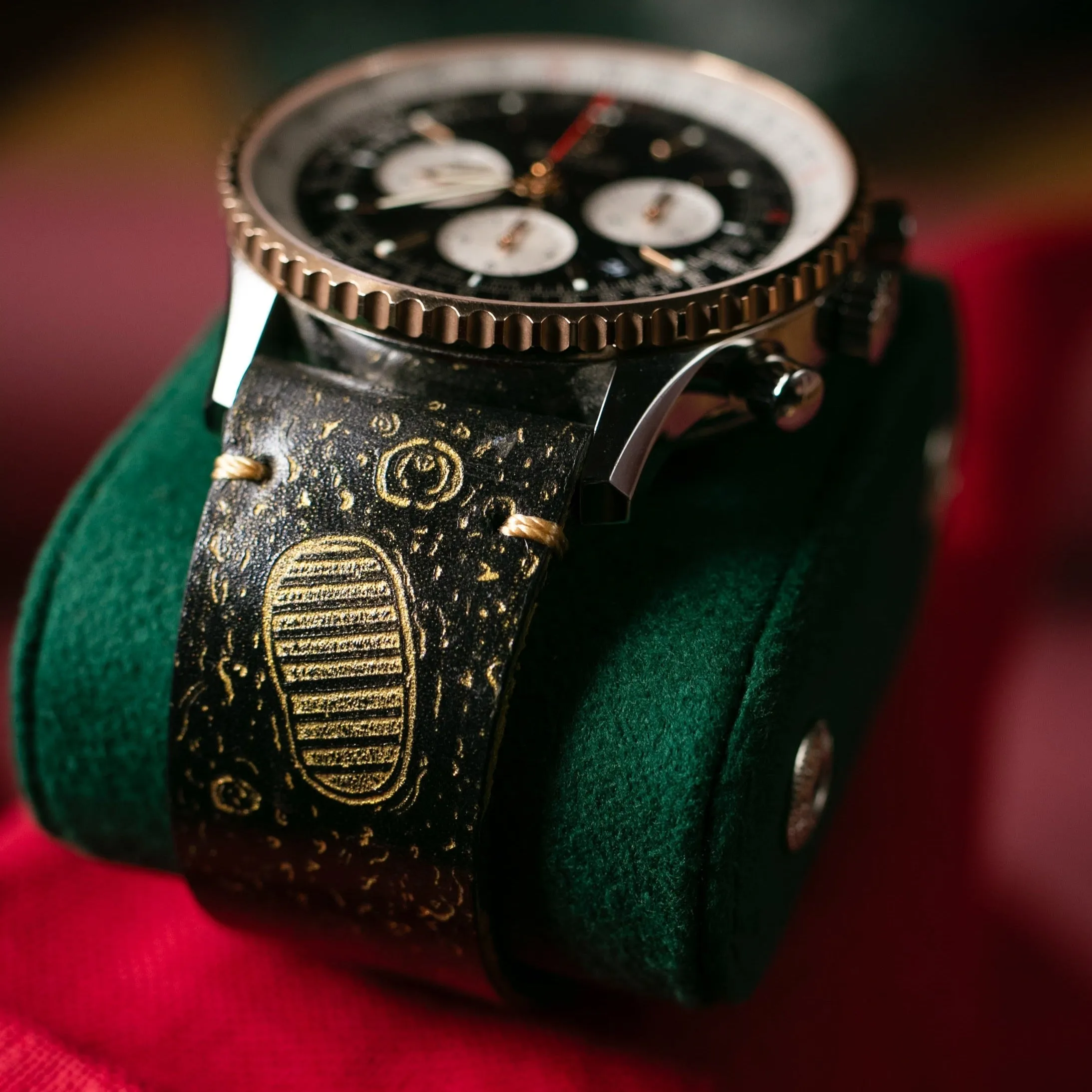 Gold Moon - Leather Watch Strap - Black