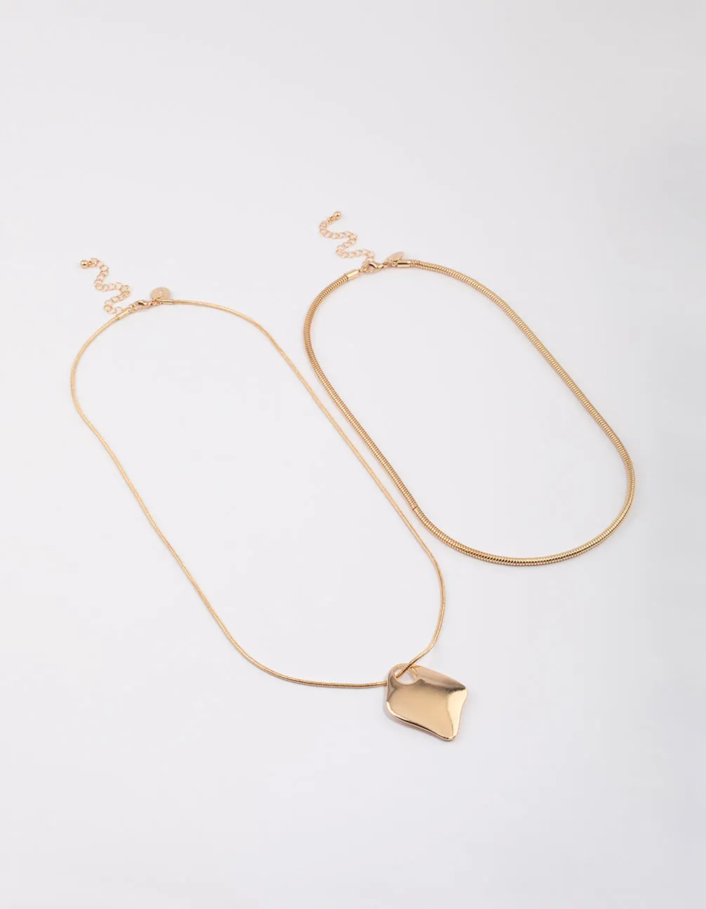 Gold Multi Layered Organic Pendant Necklace