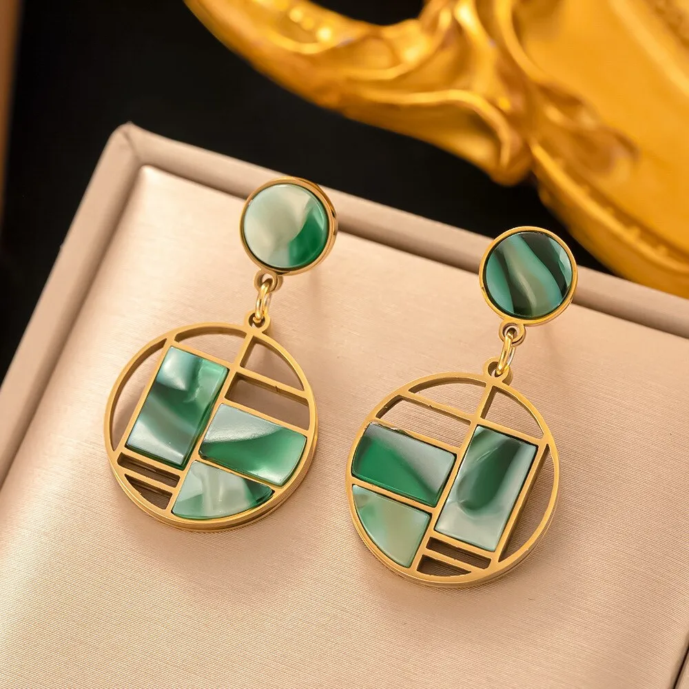 Gold Plated Gorgeous Glass Ball Heart Hoop Earrings For Women