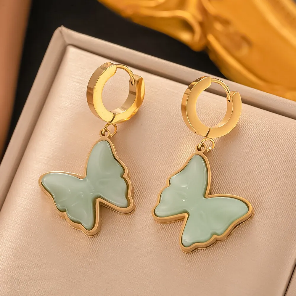 Gold Plated Gorgeous Glass Ball Heart Hoop Earrings For Women