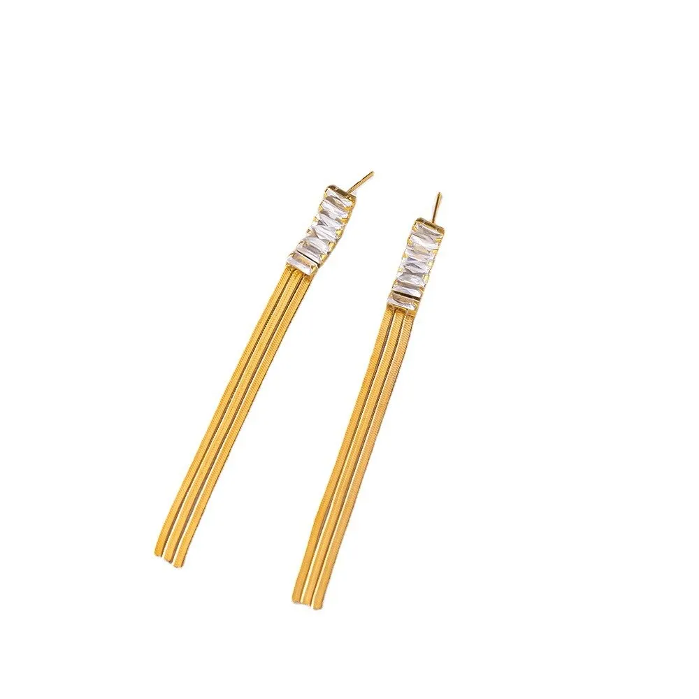 Gold Plated Luxury Jewelry Temperament Long Tassel Hoop Earrings For Women
