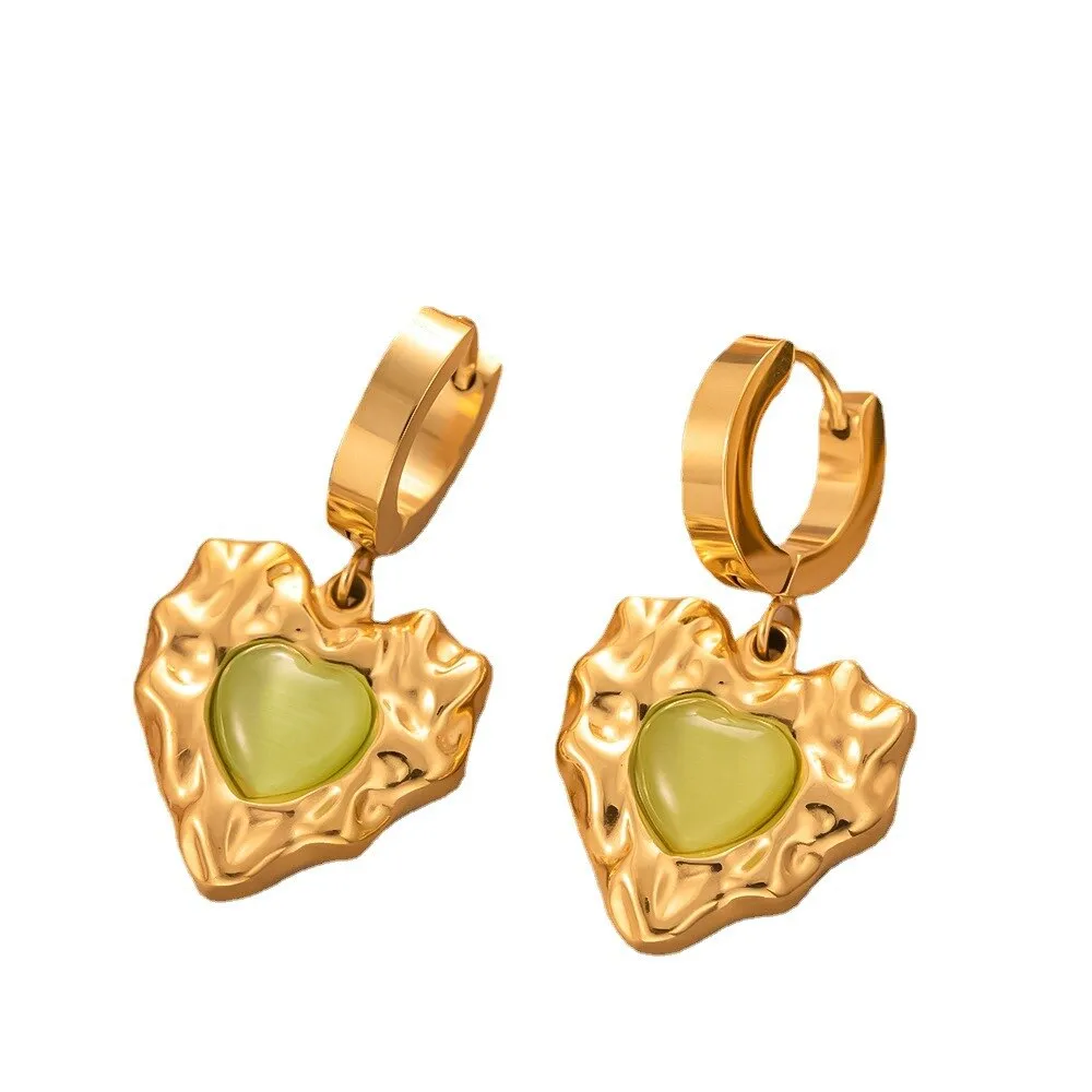 Gold Plated Senior Design Temperament Artificial Jade Drop Earrings For Women