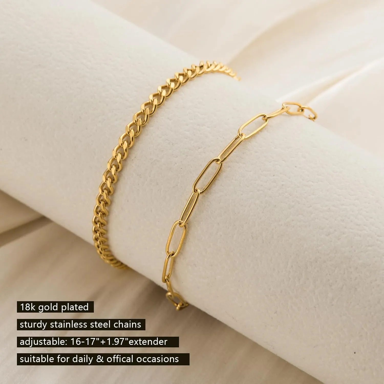 Gold Plated Stainless Steel Layered Choker Necklace Jewelry Gift for Women