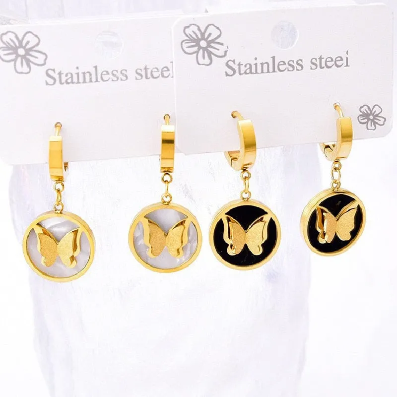 Gold Plated Temperament Charming Butterfly Hoop Earrings For Women