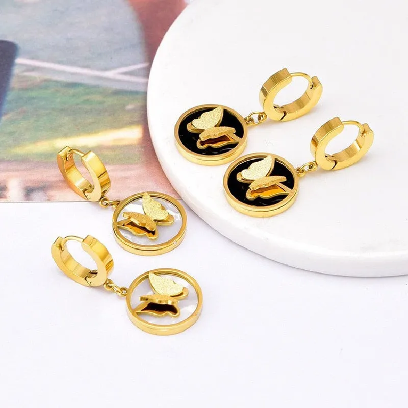 Gold Plated Temperament Charming Butterfly Hoop Earrings For Women