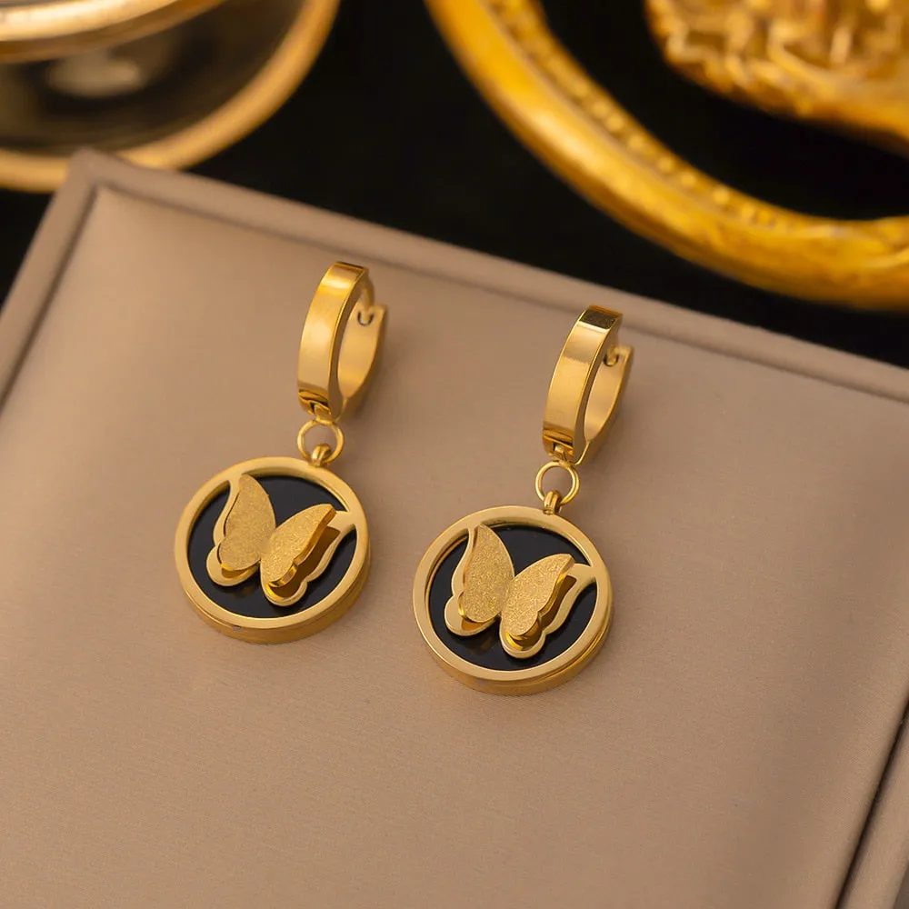 Gold Plated Temperament Charming Butterfly Hoop Earrings For Women