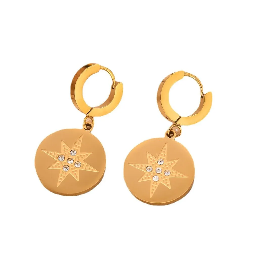 Gold Plated Vintage Temperament Butterfly Leaf Round Hoop Earrings For Women