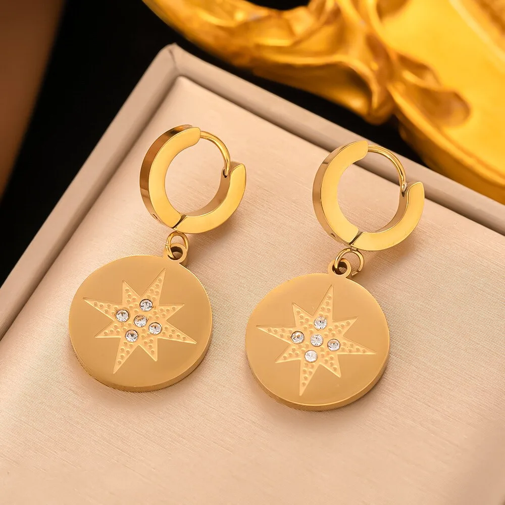 Gold Plated Vintage Temperament Butterfly Leaf Round Hoop Earrings For Women