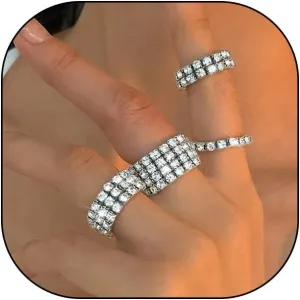 Gold Rhinestone Elastic Rings Set for Women Fashion Stackable Silver Cubic Zirconia Finger Rings Sparkle Stretch Knuckle Rings Jewelry Accessories