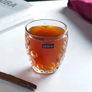 Gold Rimmed Bubble Swirl Whiskey Glass Set | 350 ML