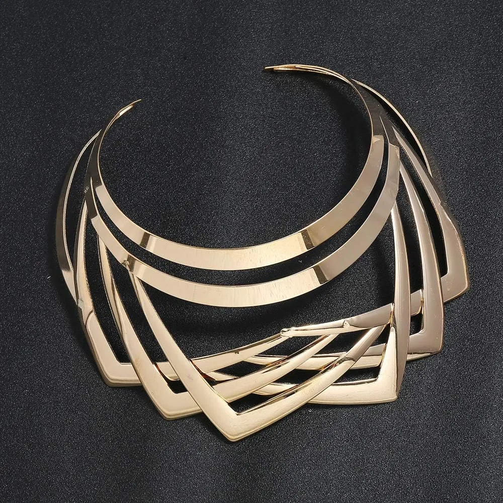 Gold Silver Choker Necklace for Women Men African Jewelry Necklace Statement Necklace Choker Collar Bib Gold Costume Jewelry Accessories