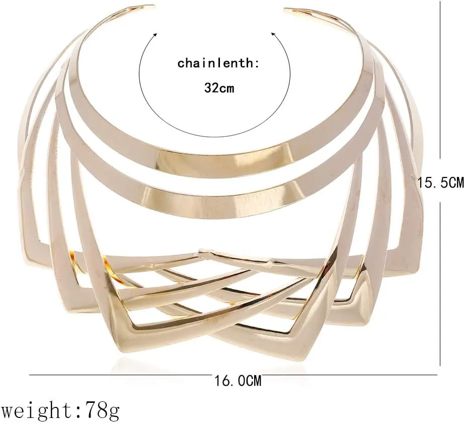 Gold Silver Choker Necklace for Women Men African Jewelry Necklace Statement Necklace Choker Collar Bib Gold Costume Jewelry Accessories