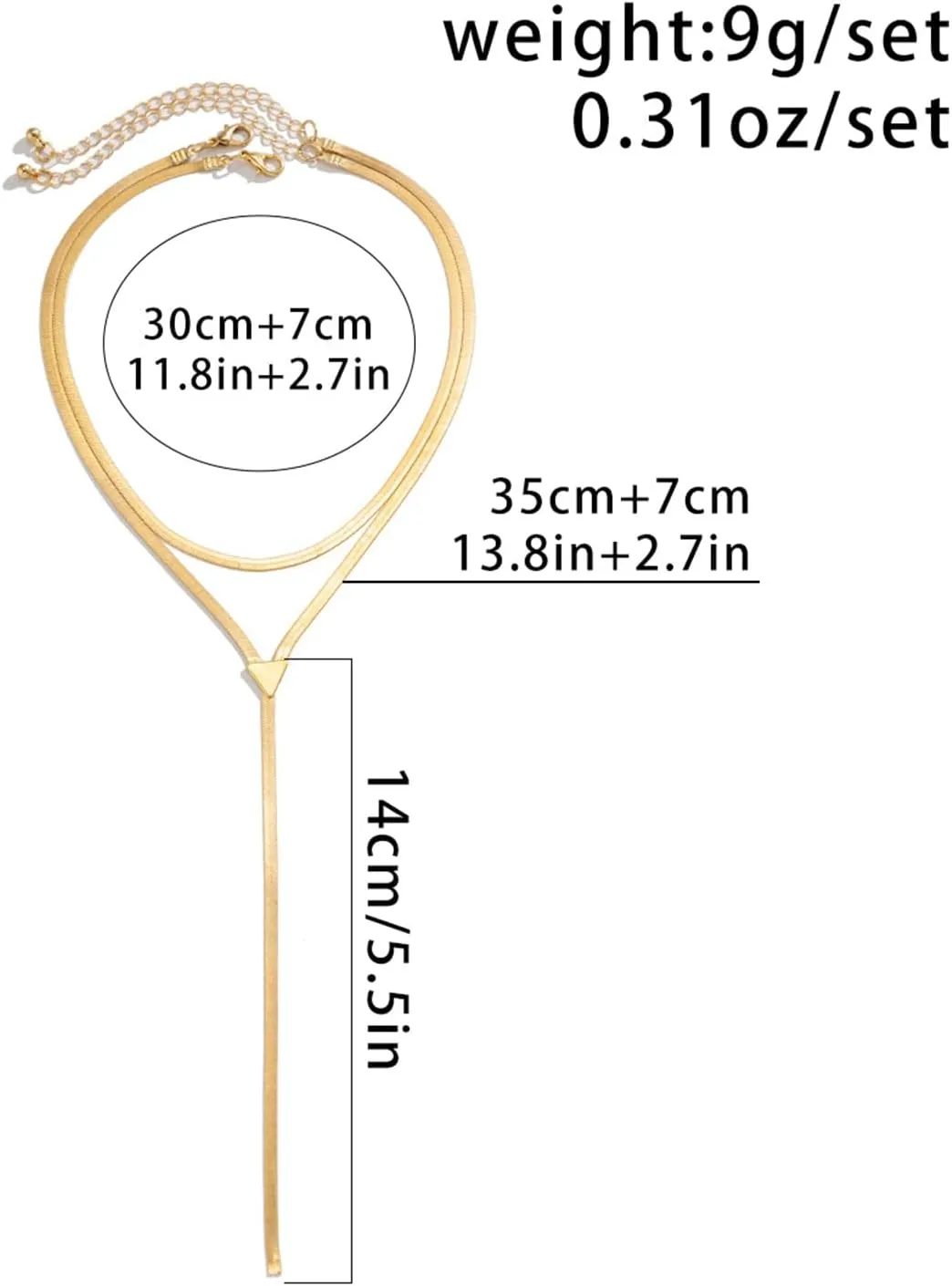 Gold Statement Lariat Necklace for Women Layered Choker Tassel Necklace Long Thick Snake Chain Statement Necklaces Trendy Dainty Triangle Pendant Necklaces Jewelry Accessories