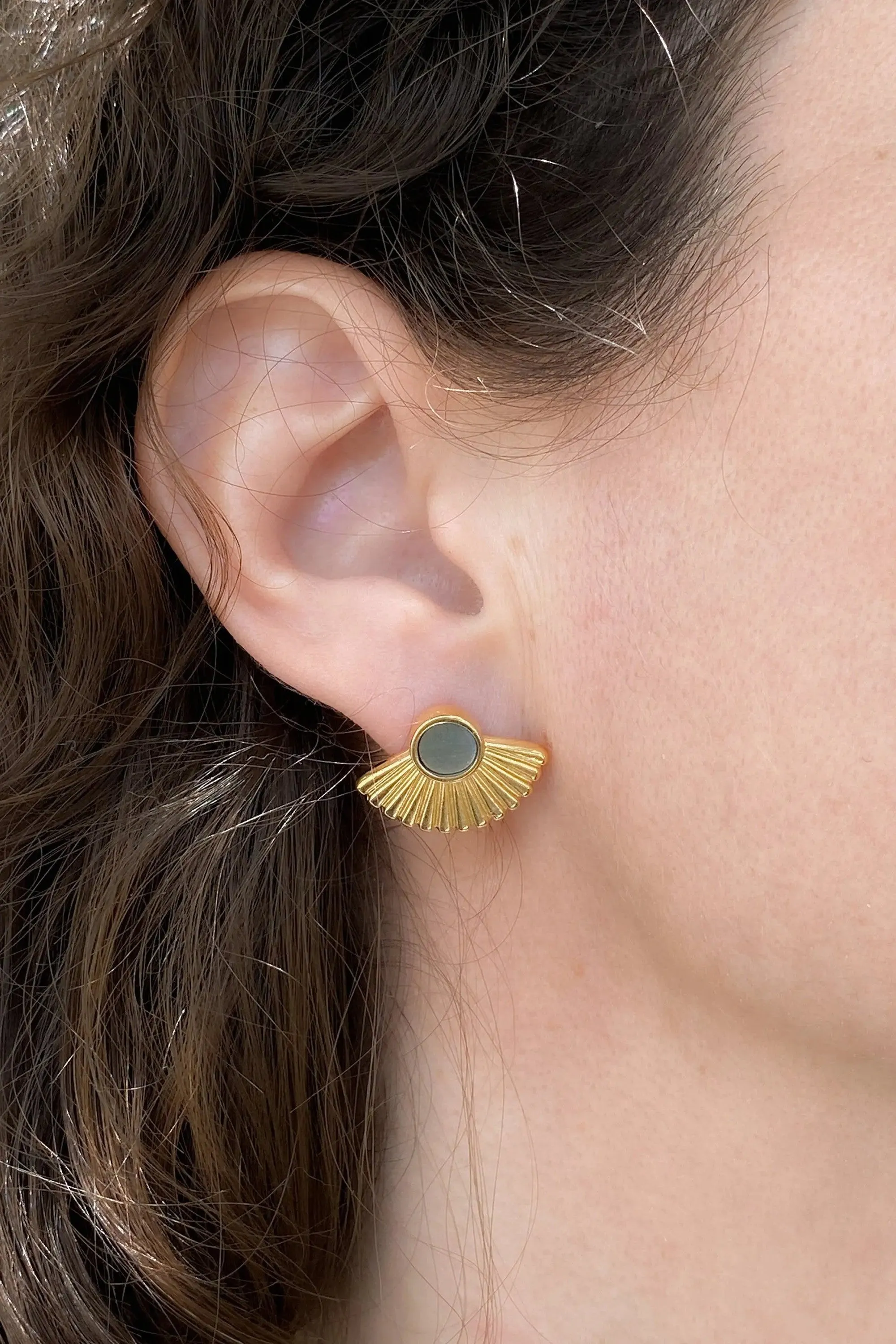 Gold Stud Earrings with resin
