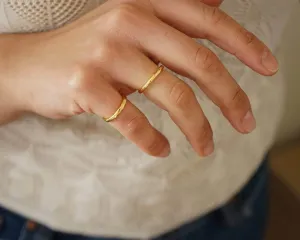 Gold Thin Hammered Band Ring