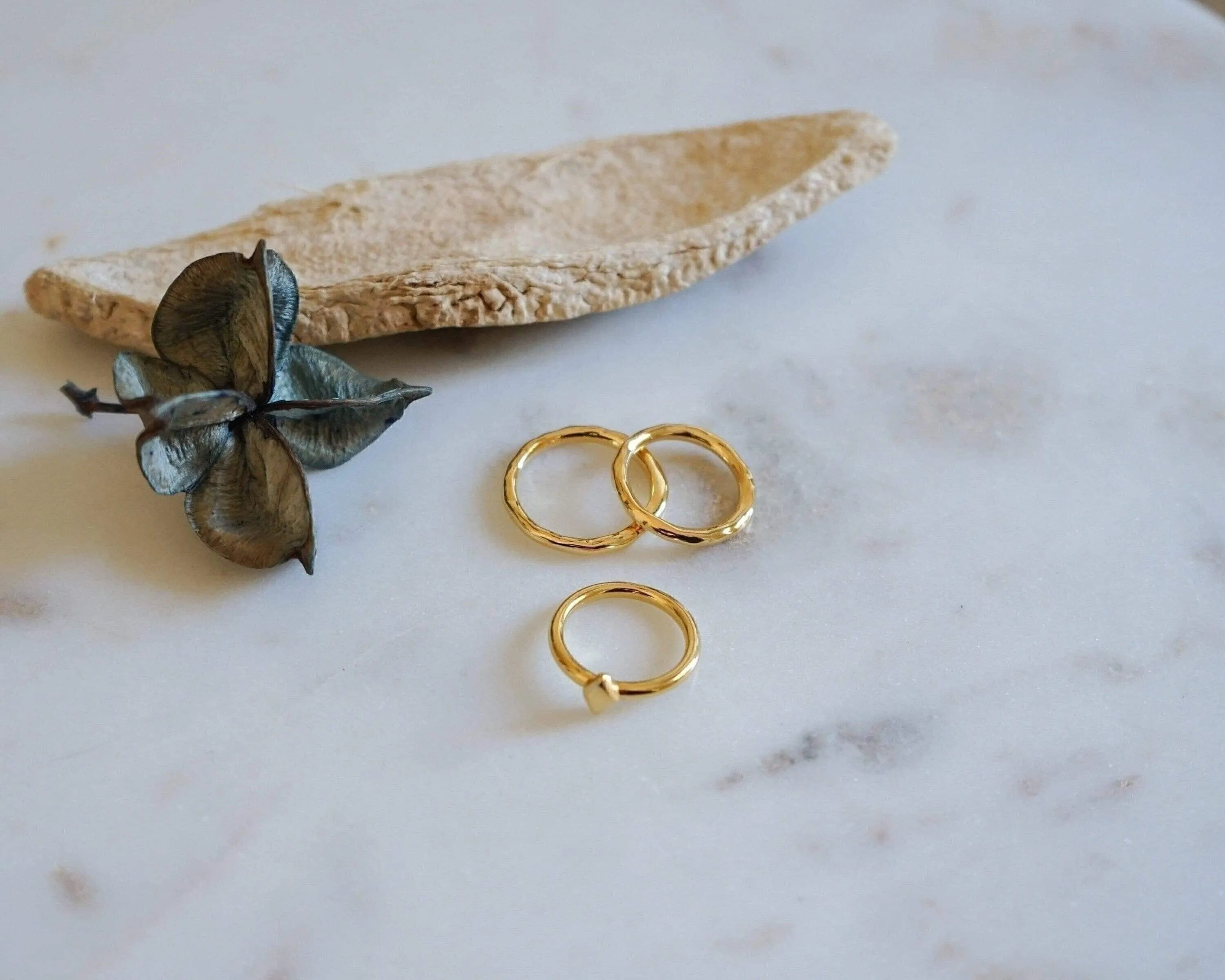 Gold Thin Hammered Band Ring