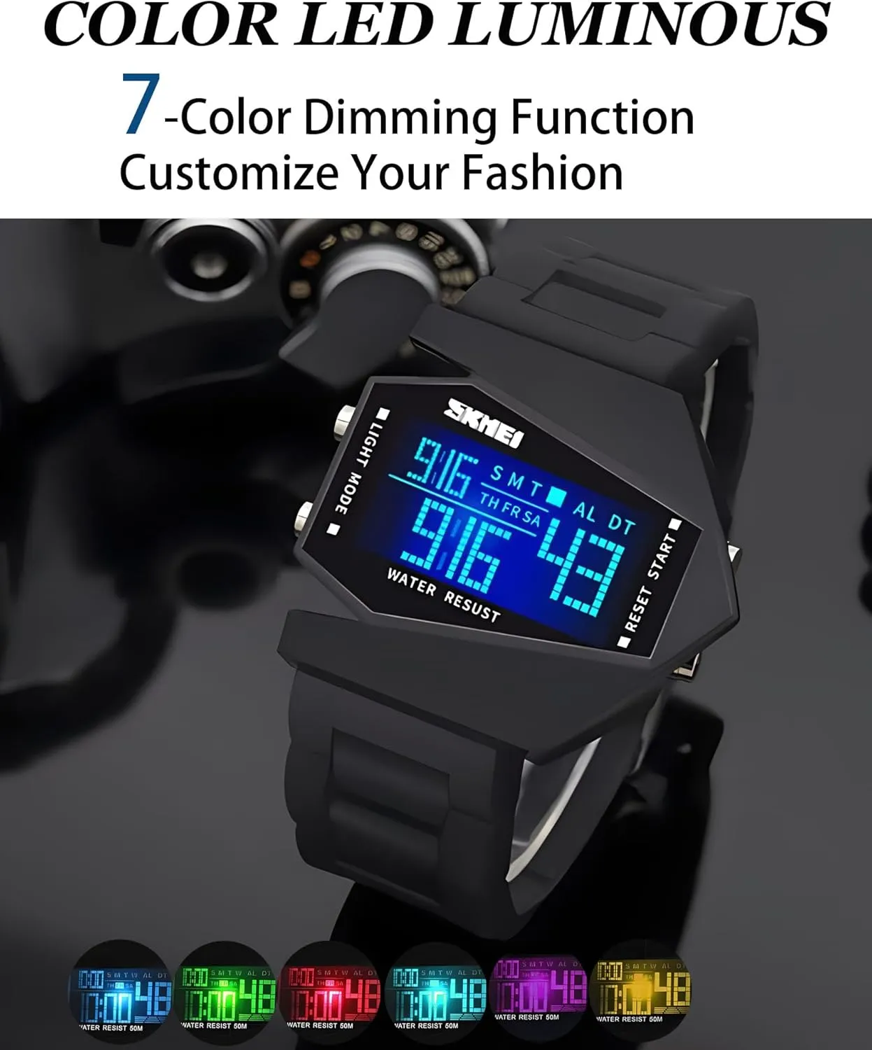 Gosasa Men Sports Military Watches Digital Airplane Shaped LED Light Waterproof Watches